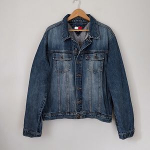 Vintage Tommy Hilfiger Trucker Jean Jacket Size Large Blue Denim